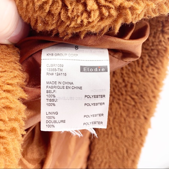 Elodie Burnt Orange Zip Up Teddy Jacket Size Small - Picture 5 of 7